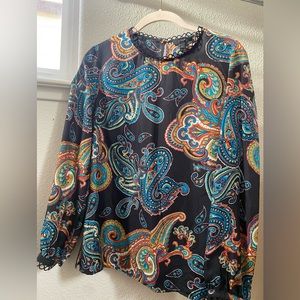 J. Crew Silk Twill paisley blouse, Size 6T